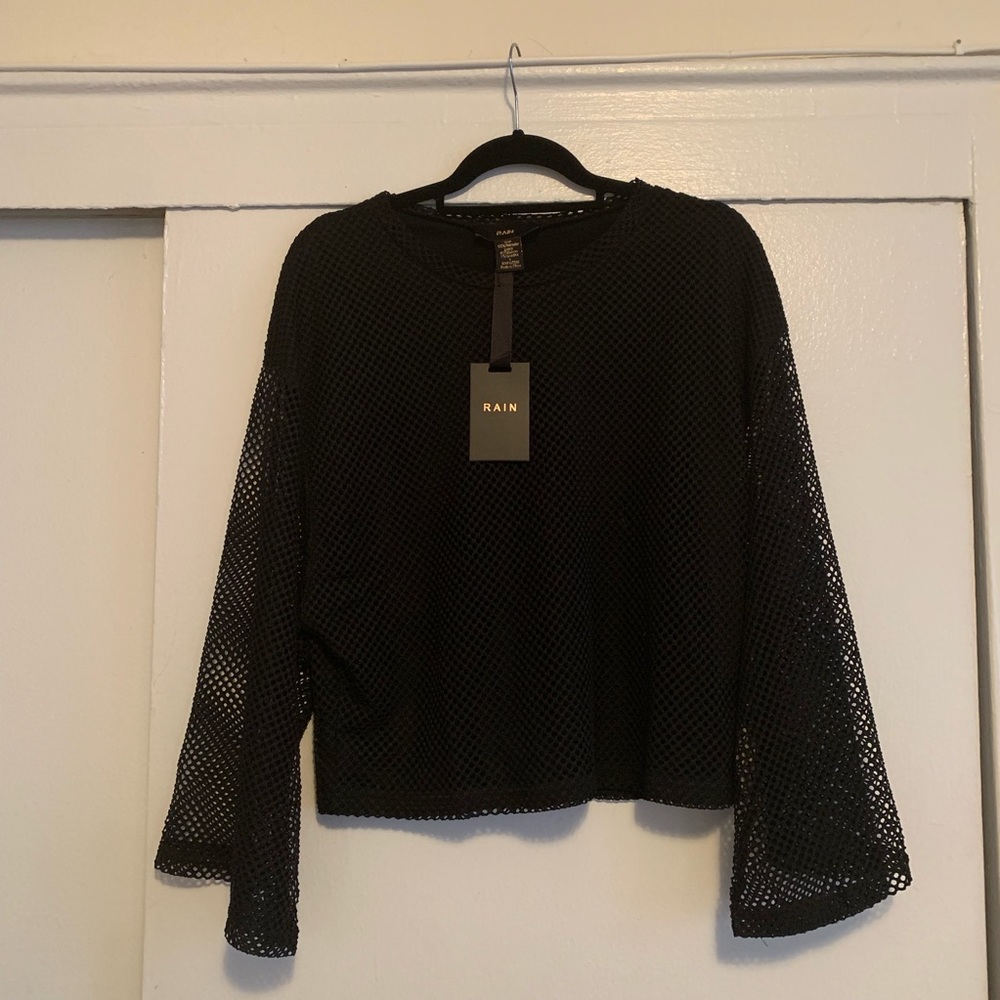 Rain Black Mesh Women's Top